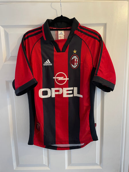 AC MILAN 1998/00 HOME FOOTBALL SHIRT ‘MALDINI #3’ (S)