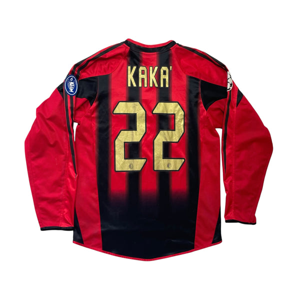 AC MILAN 2004/05 CHAMPIONS LEAGUE HOME LONG SLEEVE FOOTBALL SHIRT ‘KAKA #22’ (S)
