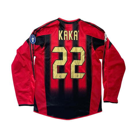 AC MILAN 2004/05 CHAMPIONS LEAGUE HOME LONG SLEEVE FOOTBALL SHIRT ‘KAKA #22’ (S)