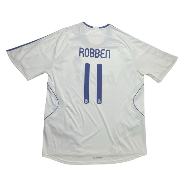 REAL MADRID 2007/08 HOME FOOTBALL SHIRT ‘ROBBEN #11’ (XL)