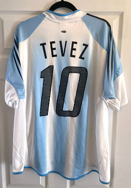ARGENTINA 2004/05 HOME ‘OLYMPICS 2004’ FOOTBALL SHIRT ‘TEVEZ #10’ (L)