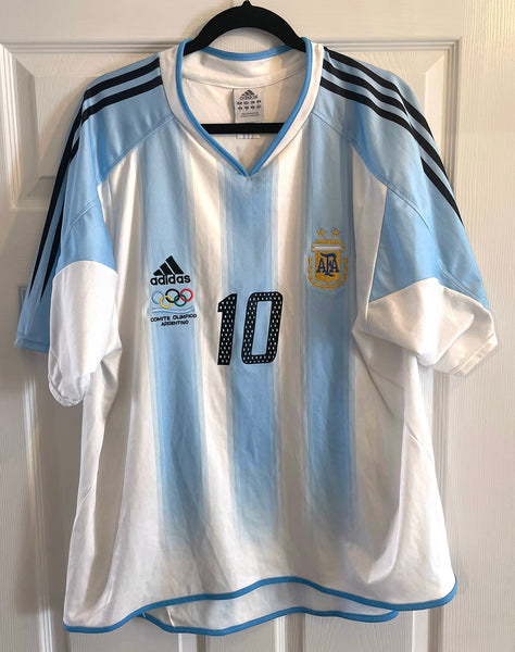 ARGENTINA 2004/05 HOME ‘OLYMPICS 2004’ FOOTBALL SHIRT ‘TEVEZ #10’ (L)