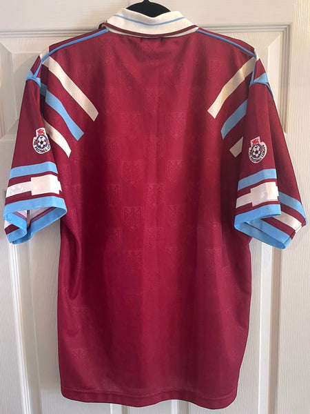 WEST HAM UNITED 1991/92 HOME FOOTBALL SHIRT (L)