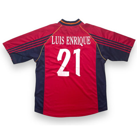 SPAIN 1998/99 HOME FOOTBALL SHIRT ‘LUIS ENRIQUE #21’ (XL)