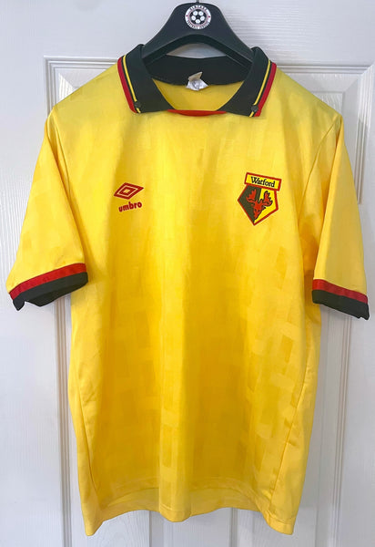 WATFORD 1989/91 HOME FOOTBALL SHIRT (M)