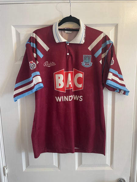 WEST HAM UNITED 1991/92 HOME FOOTBALL SHIRT (L)