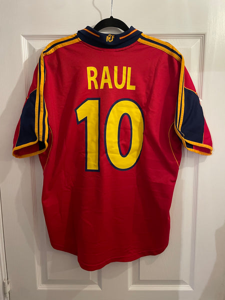 SPAIN 1999/01 HOME FOOTBALL SHIRT ‘RAUL #10’ (L)