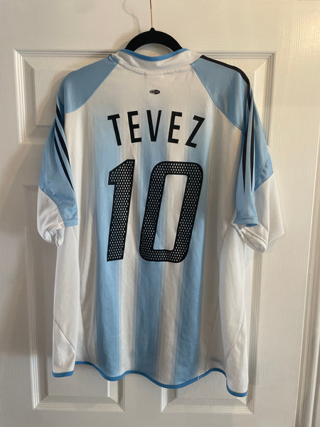 ARGENTINA 2004/05 HOME ‘OLYMPICS 2004’ FOOTBALL SHIRT ‘TEVEZ #10’ (L)