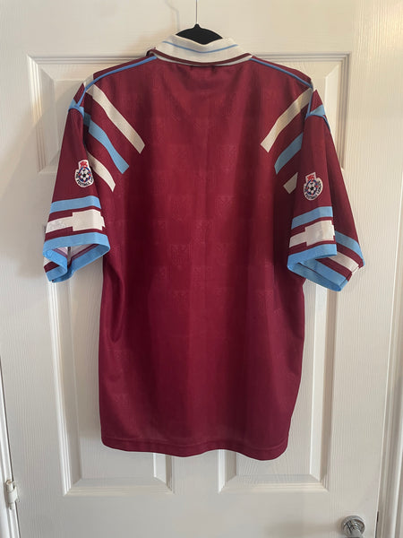 WEST HAM UNITED 1991/92 HOME FOOTBALL SHIRT (L)