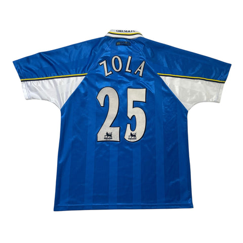 CHELSEA 1997/99 HOME FOOTBALL SHIRT ‘ZOLA #25’ (XL)