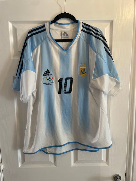 ARGENTINA 2004/05 HOME ‘OLYMPICS 2004’ FOOTBALL SHIRT ‘TEVEZ #10’ (L)