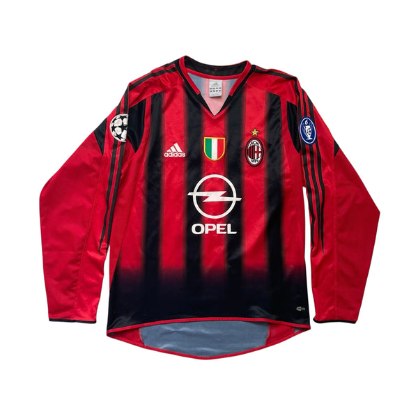 AC MILAN 2004/05 CHAMPIONS LEAGUE HOME LONG SLEEVE FOOTBALL SHIRT ‘KAKA #22’ (S)