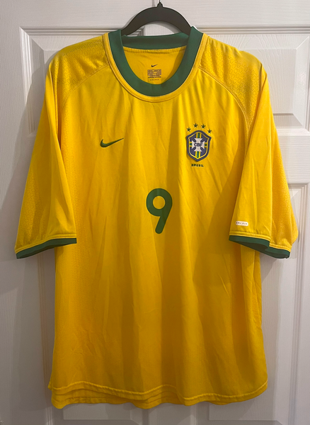 BRAZIL 2000/02 HOME FOOTBALL SHIRT ‘RONALDO #9’ (XL)