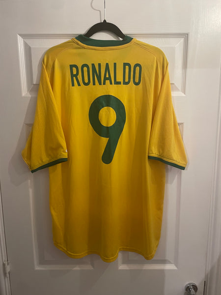 BRAZIL 2000/02 HOME FOOTBALL SHIRT ‘RONALDO #9’ (XL)