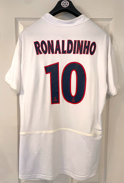 PSG PARIS SAINT GERMAIN 2002/03 AWAY FOOTBALL SHIRT ‘RONALDINHO #10’ (L)
