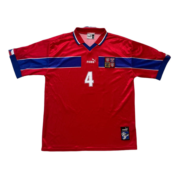 CZECH REPUBLIC 1998/00 HOME FOOTBALL SHIRT ‘NEDVED #4’ (XL)